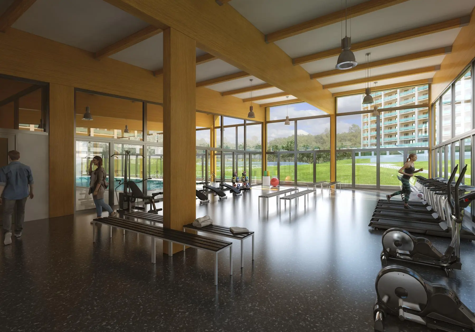 Randare conceptuală pentru zona de fitness